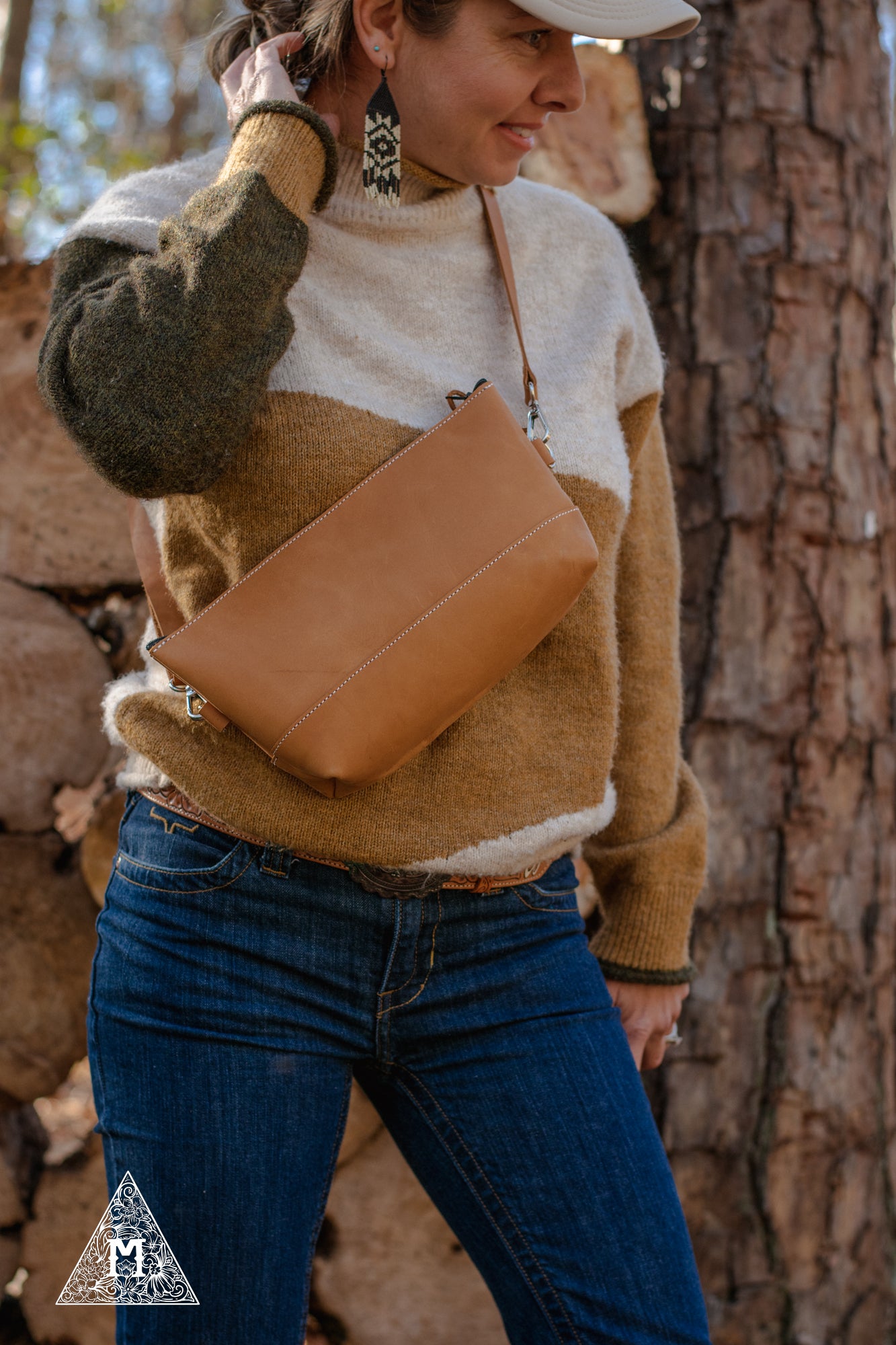 SALE Camel Tan Sling Bag