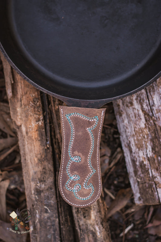 Boot Stitched Cast Iron Skillet Handle Cover