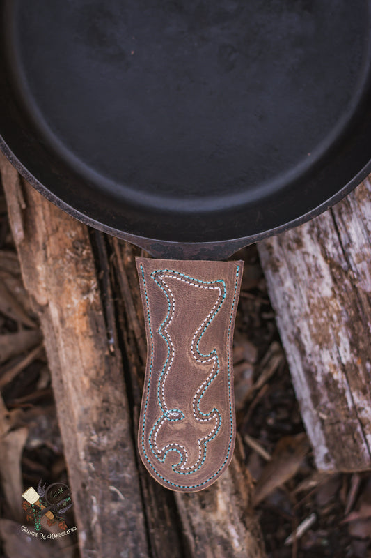 Boot Stitched Cast Iron Skillet Handle Cover