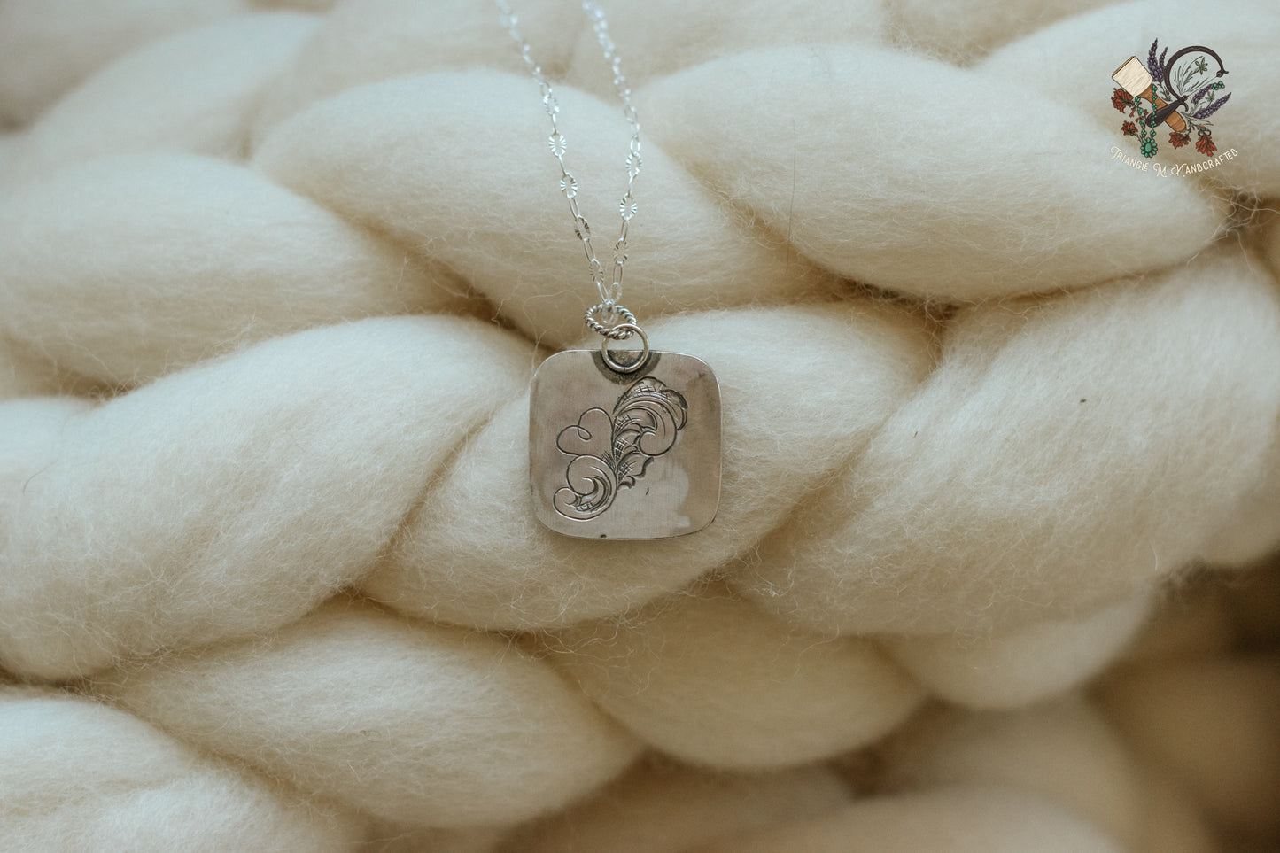 Sterling Silver and Copper Patchwork Pendant Necklace