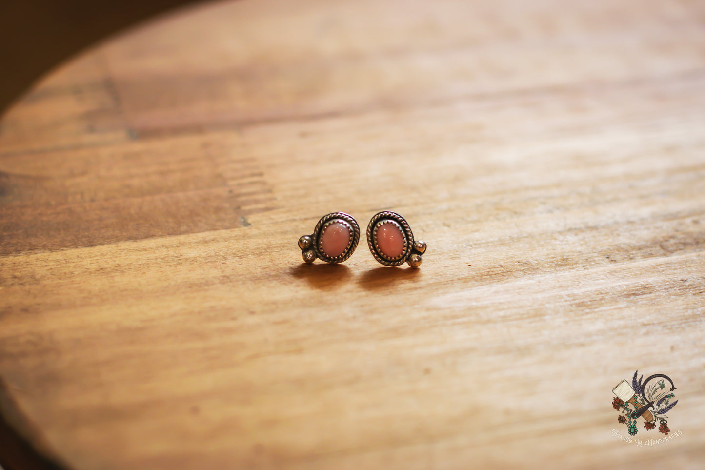 Pink Opal and Sterling Silver Earrings Studs