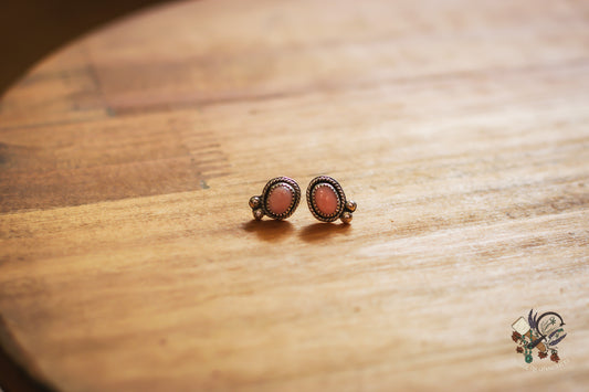 Pink Opal and Sterling Silver Earrings Studs