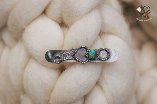 Cheek Bit Hair Barrette with Genuine Turquoise