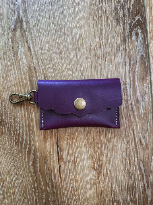 Plum Camel Mini Wallet Keychain Card Holder Minimalist Women's